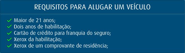 Requisitos para alugar um carro recife